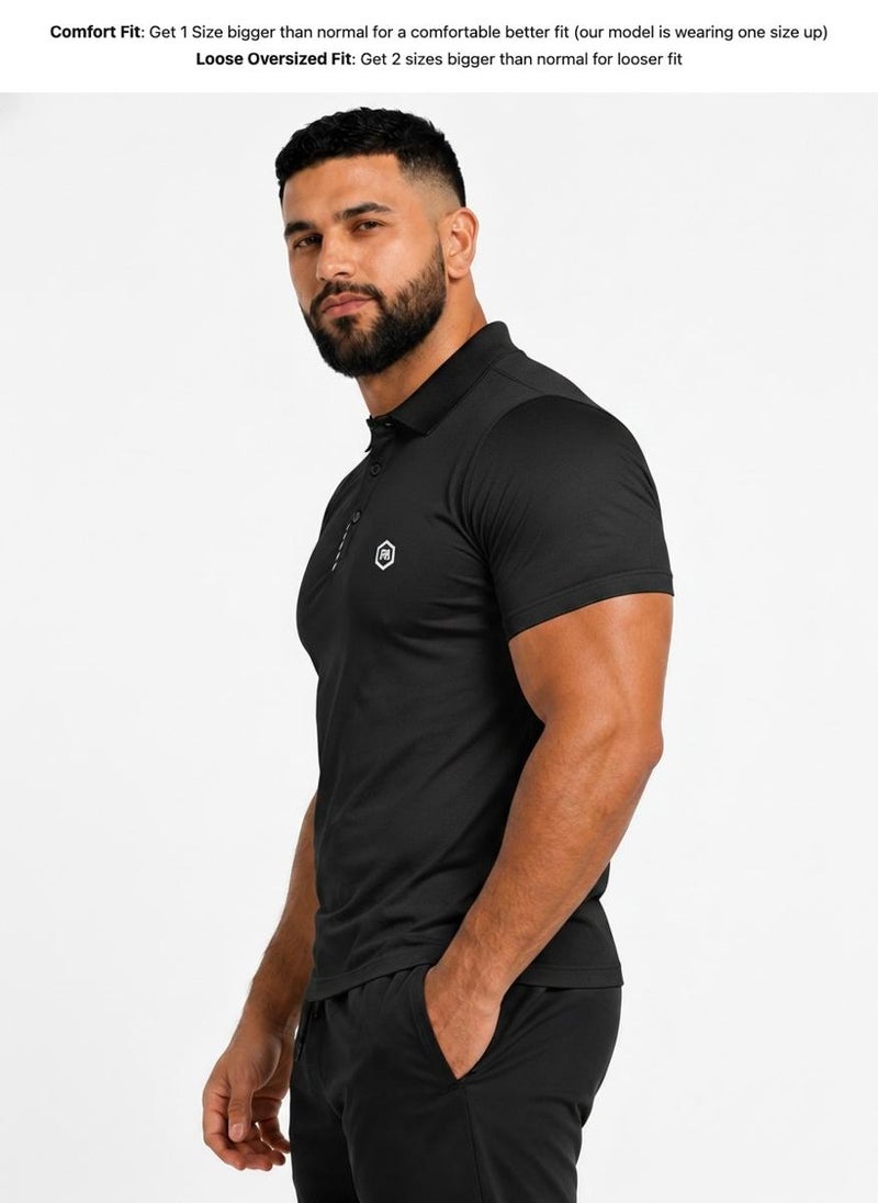 بريما إيس رجالي Polo الهواء الطلق والنشاط لاكشري Black - Image 3