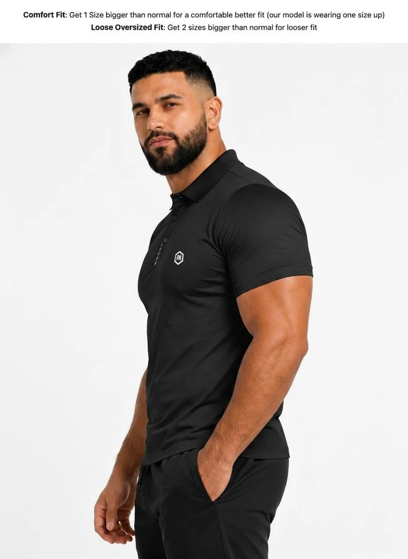 Prima Ace black Lightweight Tech Polo 2.0 Black for Men | Best Price UAE