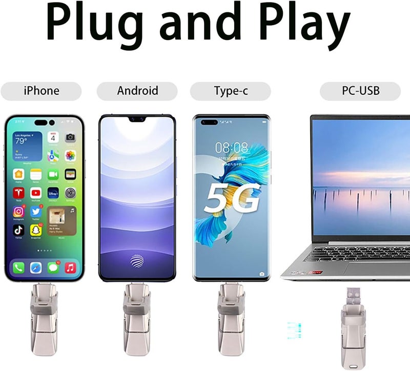 لينجي محرك أقراص فلاش USB من ، محرك إبهام من نوع C 4 في 1، محرك إبهام USB 3.0 بسعة 2 تيرابايت، للهواتف الذكية/ماك بوك/أجهزة الكمبيوتر/الأجهزة اللوحية للصور/الفيديوهات/المستندات - Image 2