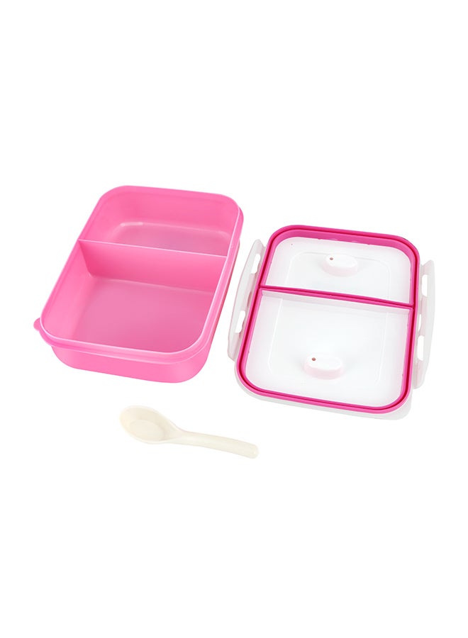 Royalford Air Tight Lunch Box 2 Compartment With Spoon Pink/White - Image 2