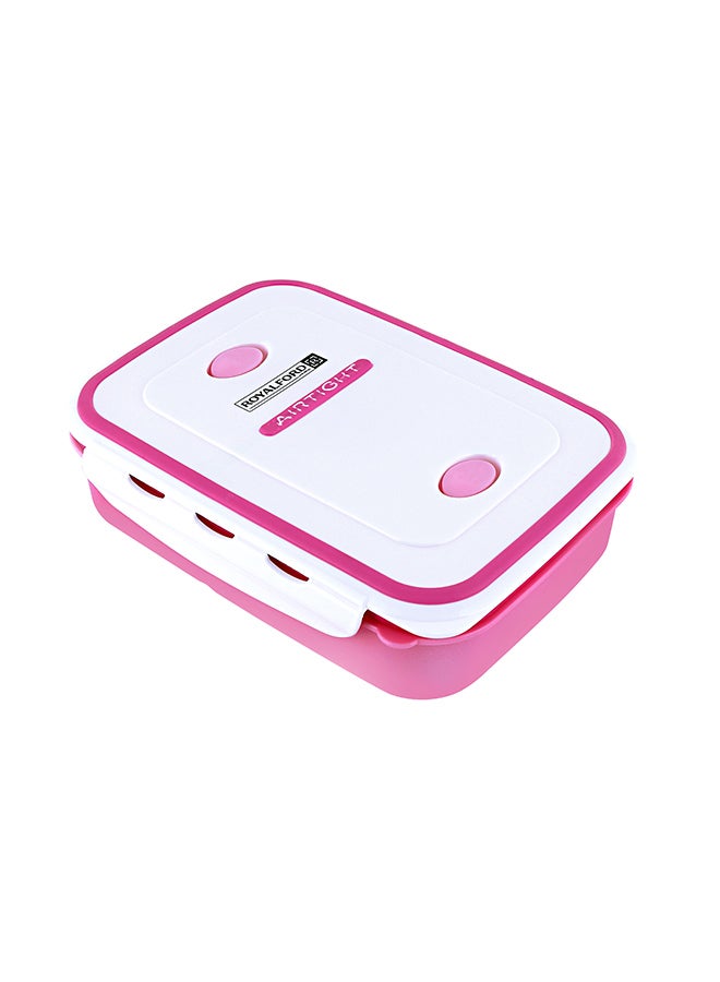 Royalford Air Tight Lunch Box 2 Compartment With Spoon Pink/White - Image 1
