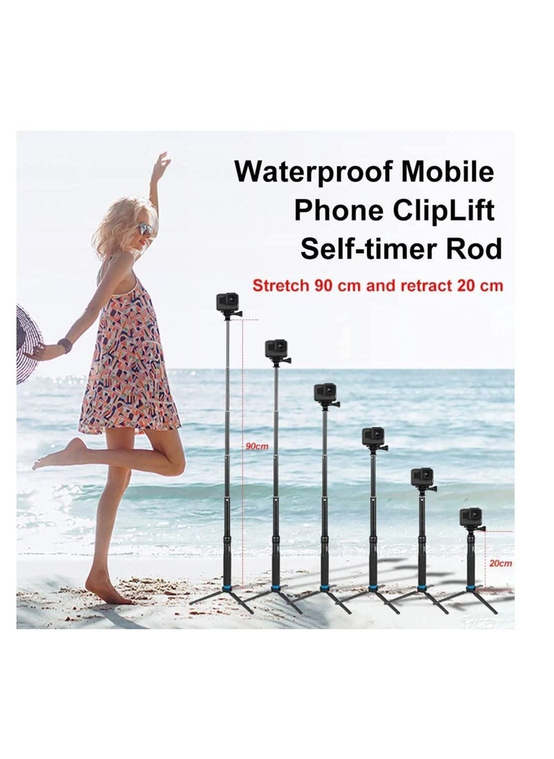 Generic - Extendable Aluminum Alloy Selfie Stick with Detachable Tripod for GoPro Hero 7/6/5/4/Xiao Yi Action Camera - Image 1