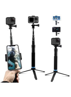 Extendable Aluminum Alloy Selfie Stick with Detachable Tripod for GoPro Hero 7/6/5/4/Xiao Yi Action Camera