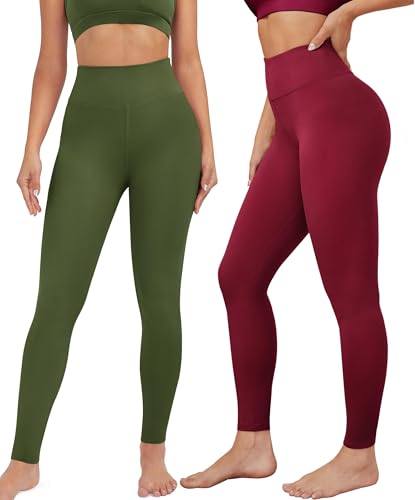 VALANDY Creamlush High Waisted Yoga Pants Stretch Tummy Control Athletic Workout Running Leggings for Women Reg Size 5Pack - Image 2