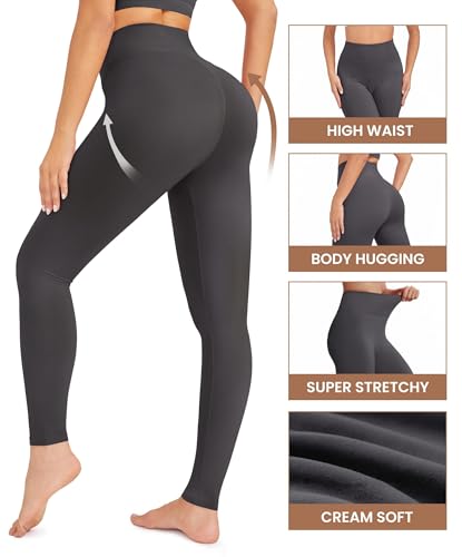 VALANDY Creamlush High Waisted Yoga Pants Stretch Tummy Control Athletic Workout Running Leggings for Women Reg Size 5Pack - Image 5