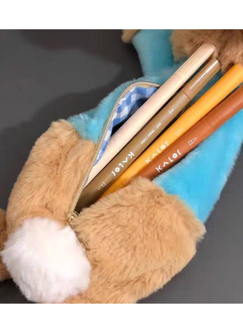 Loquat Peter Rabbit Commemorative Plush Pencil Case: College Style, Soft and Cute, Healing Small Animal Stationery Organizer and Makeup Bag - Image 3