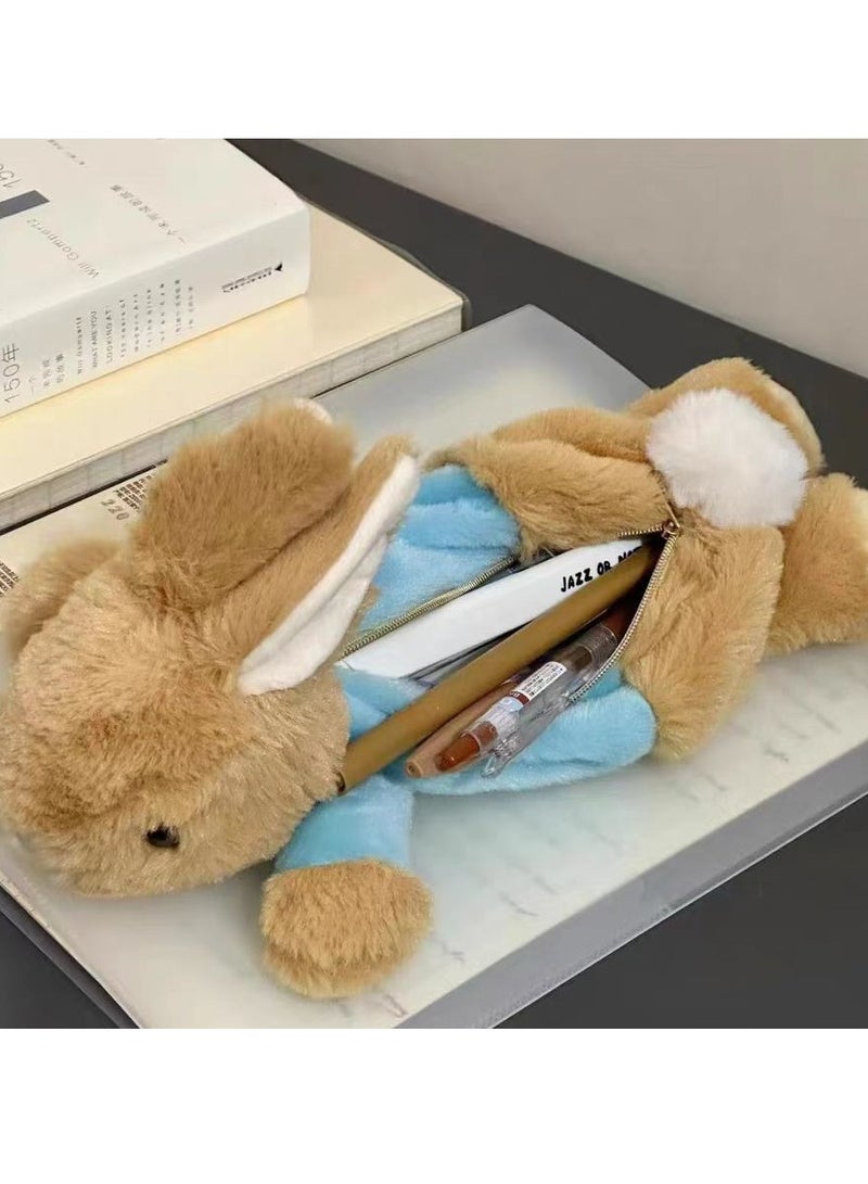 Loquat Peter Rabbit Commemorative Plush Pencil Case: College Style, Soft and Cute, Healing Small Animal Stationery Organizer and Makeup Bag - Image 1