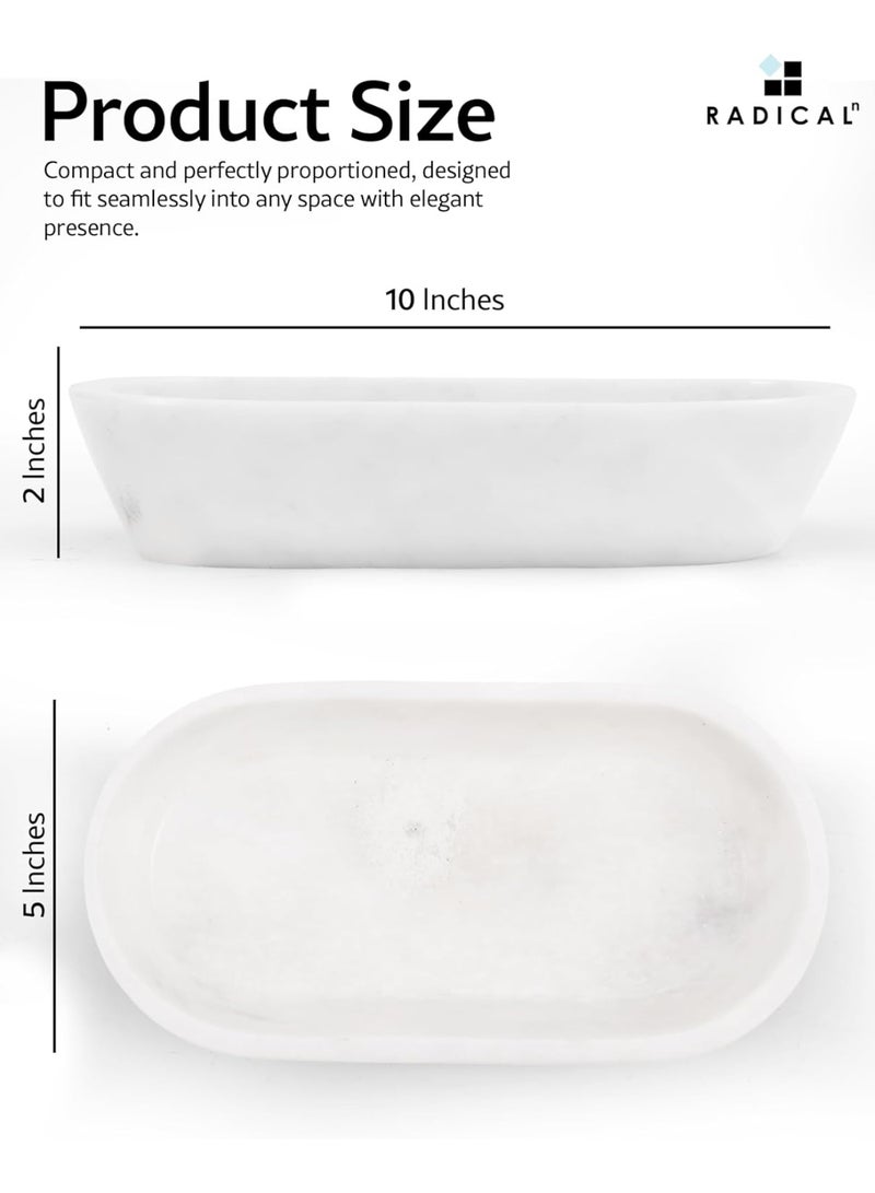 راديكالن وعاء عجين من الرخام الأبيض | وعاء مزخرف يدويًا بمفتاح وفاكهة، مقاس ١٠ بوصات، مناسب لتناول الطعام والمدخل - Image 3