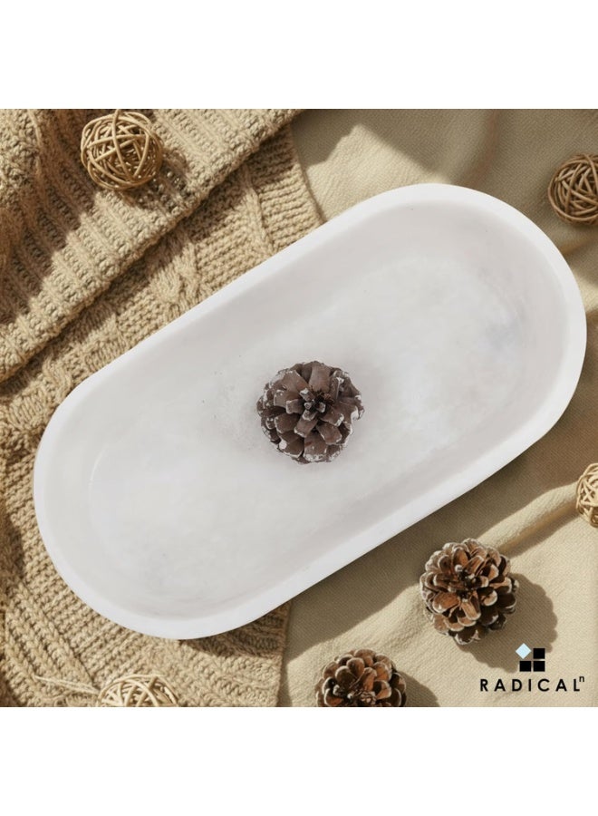 راديكالن وعاء عجين من الرخام الأبيض | وعاء مزخرف يدويًا بمفتاح وفاكهة، مقاس ١٠ بوصات، مناسب لتناول الطعام والمدخل - Image 4