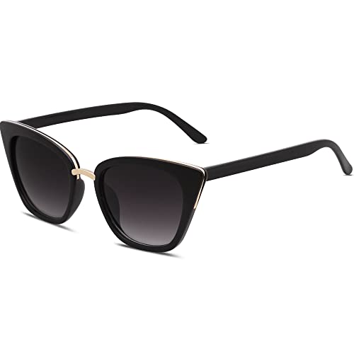 SOJOS Cat Eye Designer Sunglasses Fashion UV400 Protection Glasses SJ2052 with Black Frame/Gradient Grey Lens - Image 1