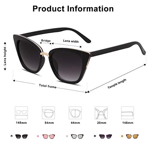 SOJOS Cat Eye Designer Sunglasses Fashion UV400 Protection Glasses SJ2052 with Black Frame/Gradient Grey Lens - Image 5