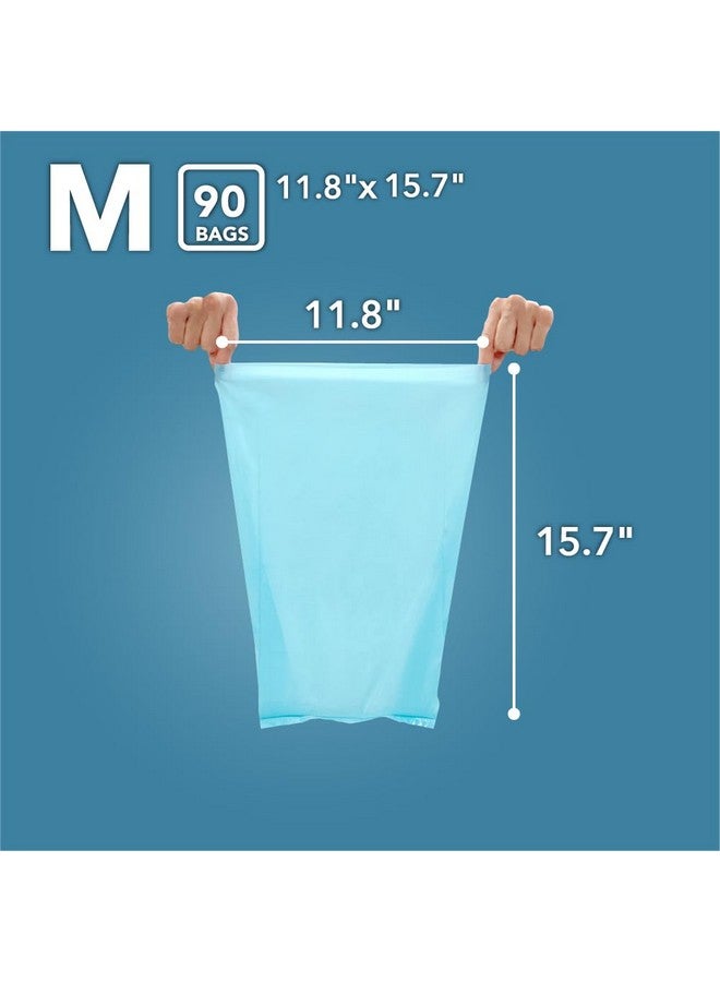 بوس أكياس التخلص من فضلات القطط من BOS Amazing Odor Sealing - متينة وغير معطرة [المقاس: M، اللون: أزرق فاتح] (90 كيسًا، عبوة من قطعة واحدة) (90 كيسًا) - Image 2