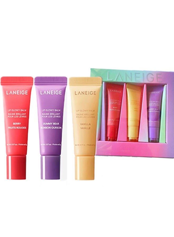 لانيج مجموعة أحمر الشفاه الصغيرة اللامعة من LANEIGE مكونة من 3 قطع تتضمن التوت والدببة الصمغية والفانيليا للحصول على شفاه ناعمة وملساء ومتوهجة - Image 1