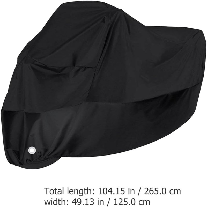 خيارات متنوعة غطاء دراجة نارية عالمي NUOBESTY مقاس XXXL بطول 2.65 متر، أسود بالكامل، مقاوم للمطر، واقٍ من الشمس، ومضاد للغبار للدراجات النارية والدراجات الكهربائية في الهواء الطلق - Image 2