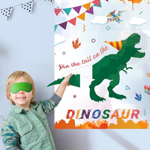 T-Antrix TAntrix Pin The Tail on The Dinosaur Game Dinosaur Party Games for Kids Boys with 21 x 28 Poster Reusable Tails Party Supplies for Kids Girls Birthday Party Favor Sets - Image 5