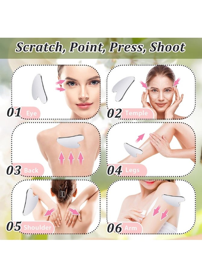 Zaid Stainless Steel Gua Sha Facial Tools Guasha for Face Metal Gua Sha Tighten Skin Massage Guasha Beauty Tool for Body Eyes Neck  - Image 5