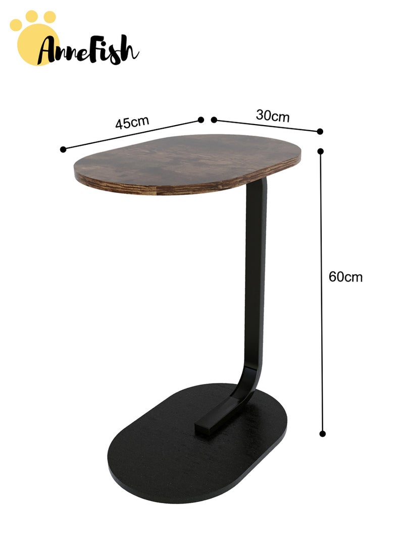 AnneFish - 45*30*60cm C-Shaped Coffee Table Sofa Side Table End Table For Living Room Bedroom Small Coffee Table Couch Table Metal Frame Easy Assembly - Image 1