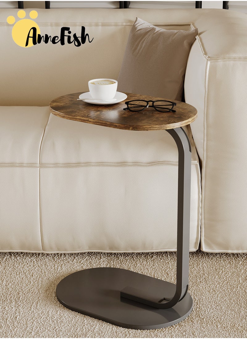 AnneFish - 45*30*60cm C-Shaped Coffee Table Sofa Side Table End Table For Living Room Bedroom Small Coffee Table Couch Table Metal Frame Easy Assembly - Image 1