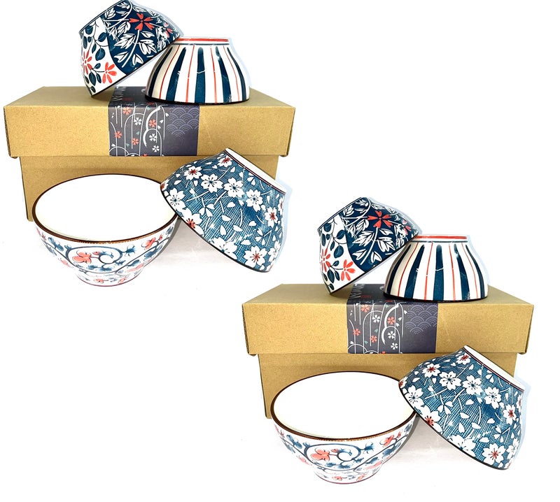 pepplo Ceramic Japanese Ramen Bowl Set Asian Pho Udon Noodle Bowls Naruto Ramen Bowl Ceramic Bowls for Serving Cereal | Salad | Pasta | Miso (300ML, Set of 4) - Image 1