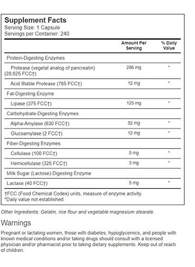 Vitacost Brand Vitacost Super Daily Enzymes 240 Capsules - Image 3