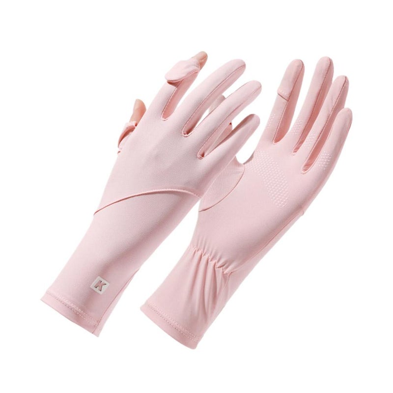 Women's sun protection gloves, UV protection, summer cycling, non-slip, breathable, thin, extra long, two-finger flip-top. - Image 2