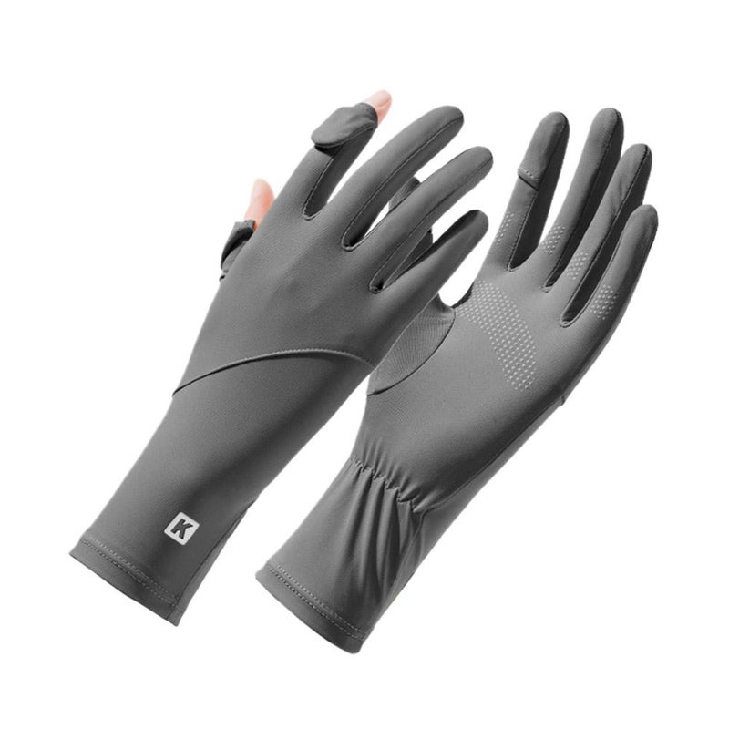 Women's sun protection gloves, UV protection, summer cycling, non-slip, breathable, thin, extra long, two-finger flip-top. - Image 4