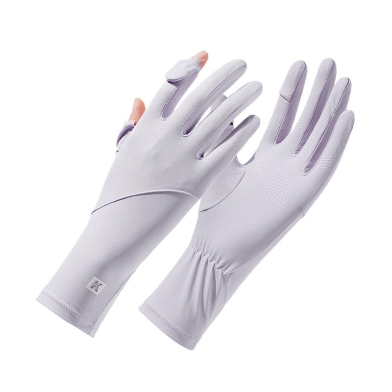 Women's sun protection gloves, UV protection, summer cycling, non-slip, breathable, thin, extra long, two-finger flip-top. - Image 3