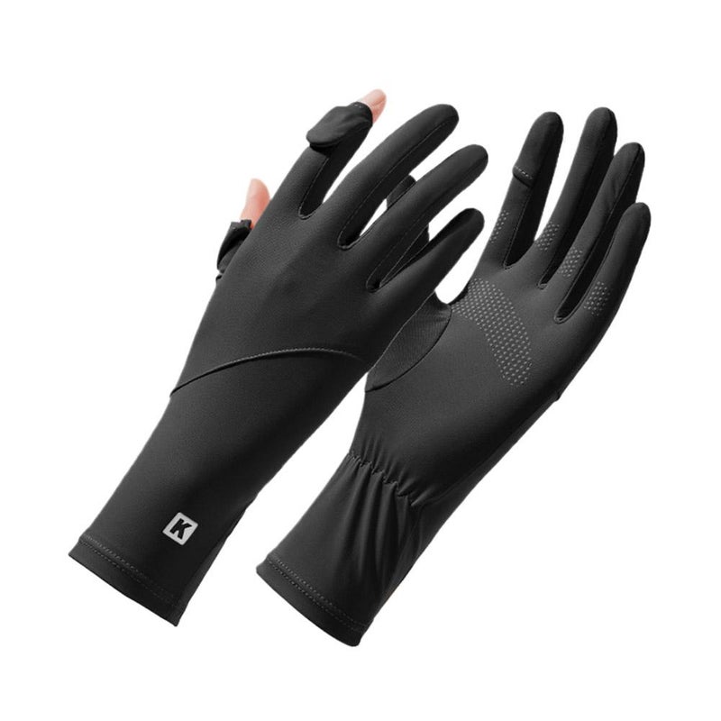 Women's sun protection gloves, UV protection, summer cycling, non-slip, breathable, thin, extra long, two-finger flip-top. - Image 5