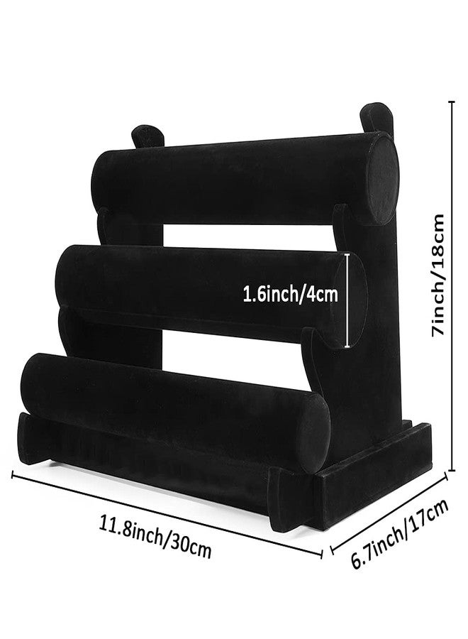 LuiceABC Bracelet Display Stand, 3 Tiers Black Velvet Soft T Bar Bracelet Holder Jewelry Watch Tower Organizer - Image 5