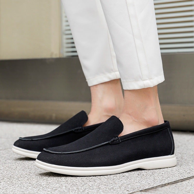 Large Size Lightweight Slip-On Loafers British Style Simple Formal Casual Shoes Suede Leather Beanie Shoes Men'S Shoes - Image 4