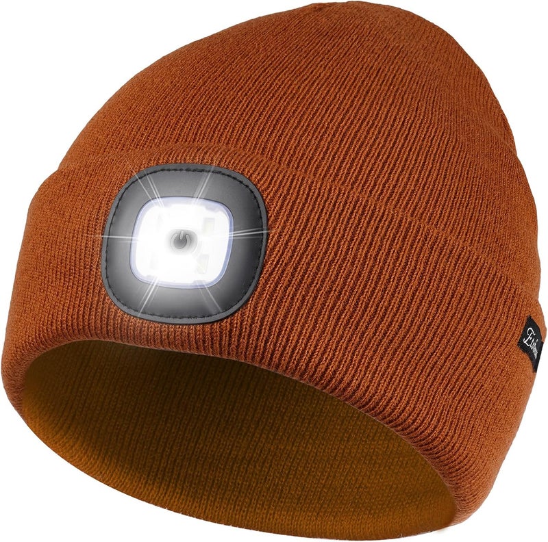 Etsfmoa Store Unisex Beanie with The Light Gifts for Men Dad Father USB Rechargeable Caps - Image 1