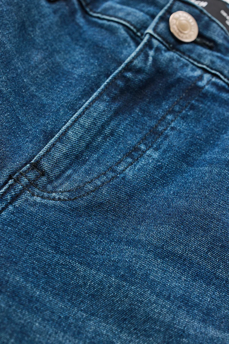 سنيتش Dark Blue Solid Slim Fit Casual Jeans