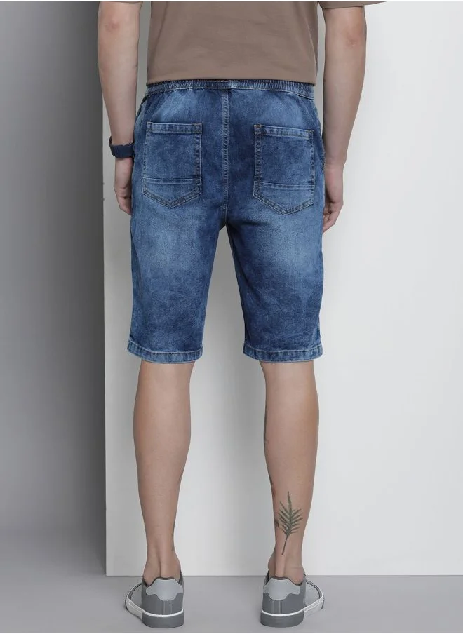The Indian Garage Co Men Regular Fit Solid Mid-Rise Denim Shorts