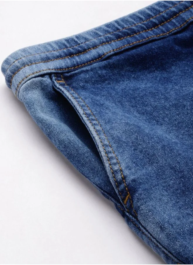 The Indian Garage Co Men Regular Fit Solid Mid-Rise Denim Shorts