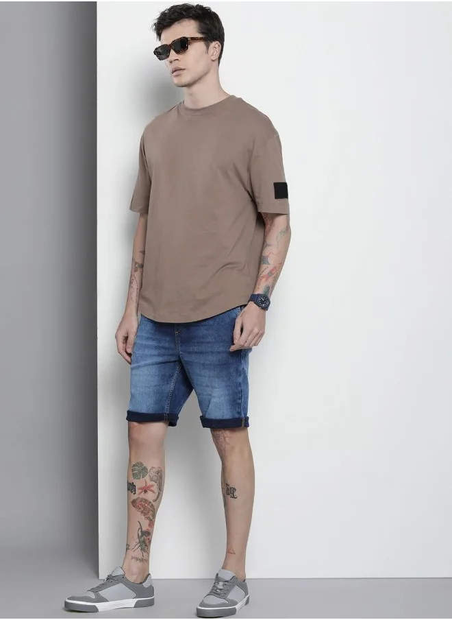 The Indian Garage Co Men Regular Fit Solid Mid-Rise Denim Shorts