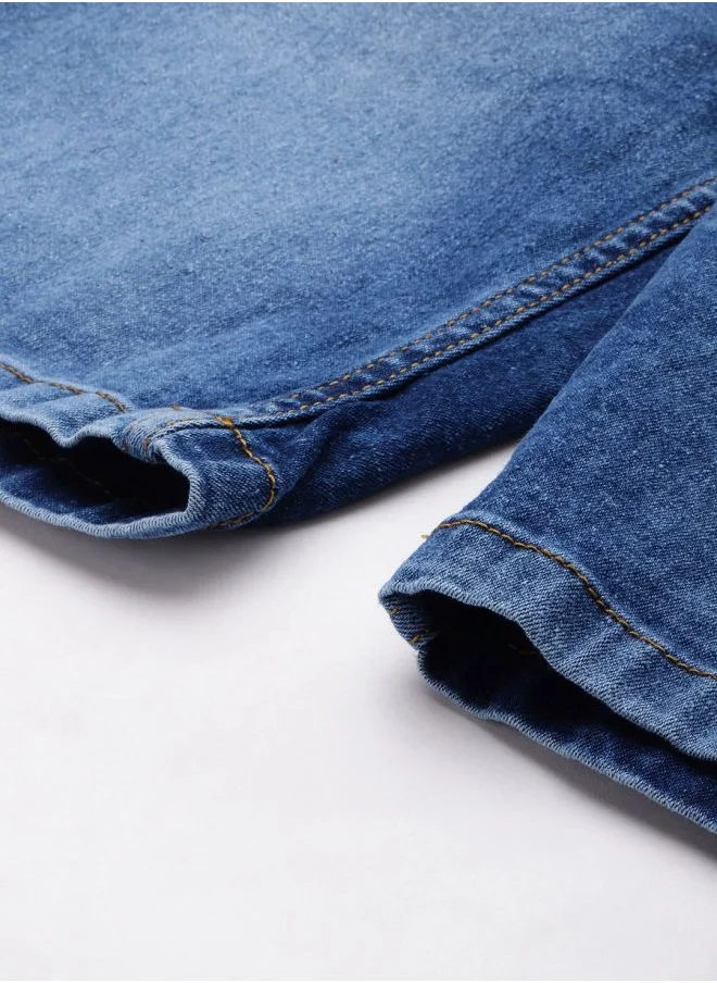 The Indian Garage Co Men Regular Fit Solid Mid-Rise Denim Shorts