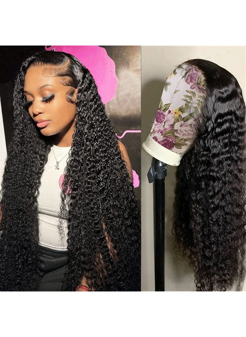Yuzhou Grace - Yuzhou Grace 32inch Deep Wave Lace Front Wigs Human Hair Pre Plucked 13x4 Frontal Wigs Human Hair 250% Density Glueless Curly Wigs for Women Natural Color (32inch, 13x4 deep wave wig) - Image 1