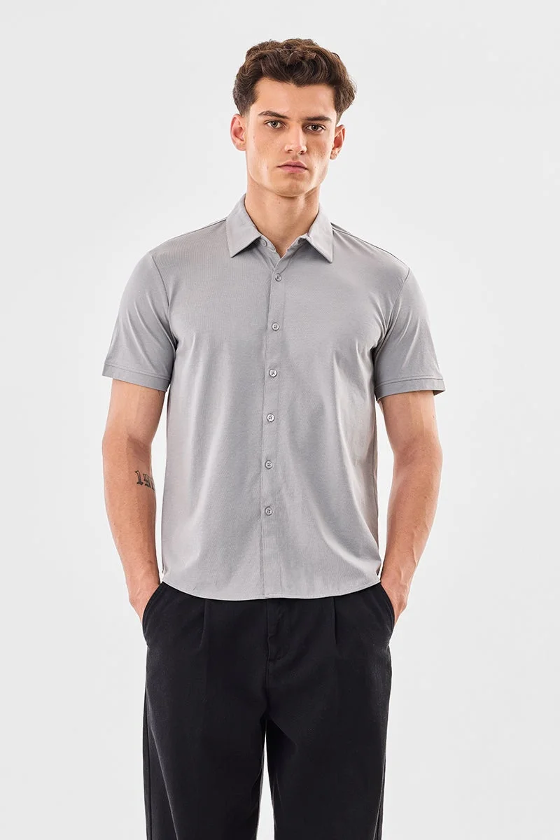 SNITCH Light Grey Regular Fit Shirt
