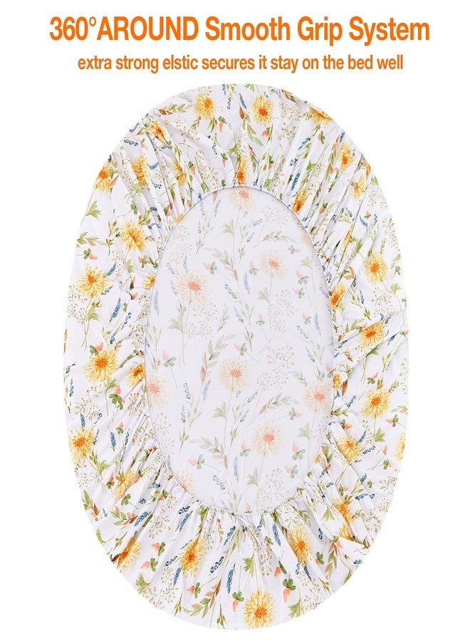 JSD Yellow Floral Printed Sheet Set Twin Size, 3 Piece Soft Botanical Microfiber Bedding Sheets Extra Deep Pocket - Image 4