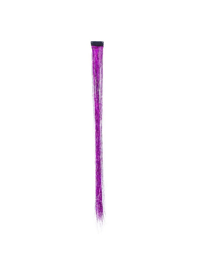 SWACC 22 Pcs Colored Party Highlights Clip On In Hair Extensions Multicolors Hair Streak Synthetic Hairpieces (11 Colors 22 Pcs In Set Sparkling & Shiny Hair Tinsel Strands) - Image 5