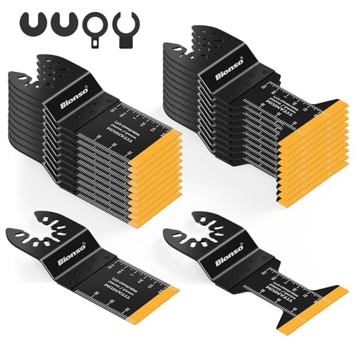 Bionso 22PCS Titanium Oscillating Tool Blade Cuts Metal and Wood, Sharp and Durable Multitool Blades, Multi Tool Blades Kits, Oscillating Saw Blades Fit Dewalt Milwaukee Ryobi Makita Worx Rockwell Wen - Image 1