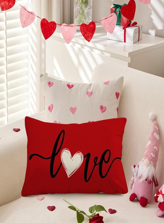 RABUSOFA Red Love Heart Saying Valentine's Day Throw Pillow Cover,12x20 Inch Single Quotes Holiday Anniversary Wedding Lumbar Cushion Case Decoration for Sofa Couch Set of 1 - Image 4