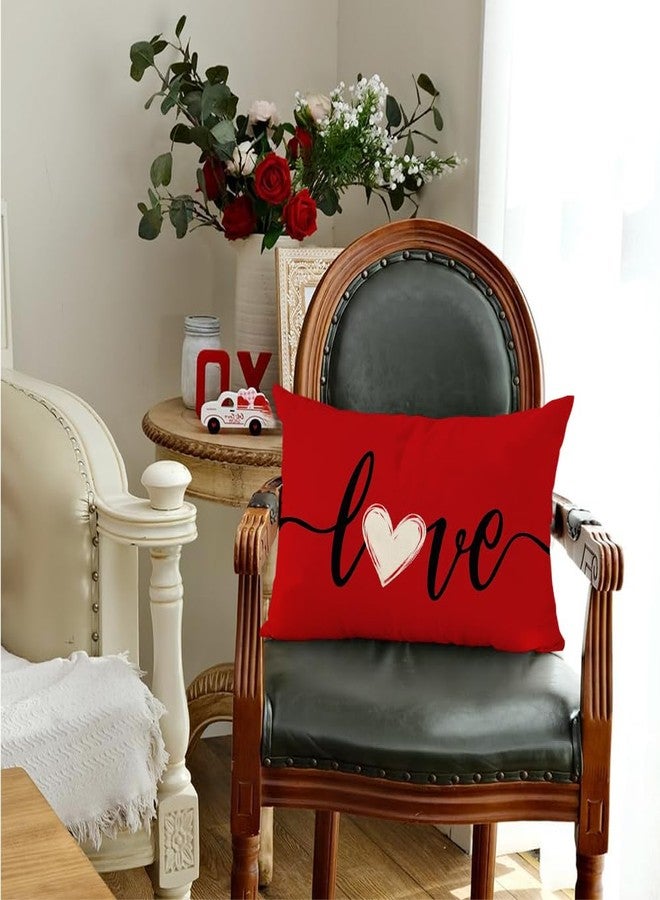 RABUSOFA Red Love Heart Saying Valentine's Day Throw Pillow Cover,12x20 Inch Single Quotes Holiday Anniversary Wedding Lumbar Cushion Case Decoration for Sofa Couch Set of 1 - Image 3