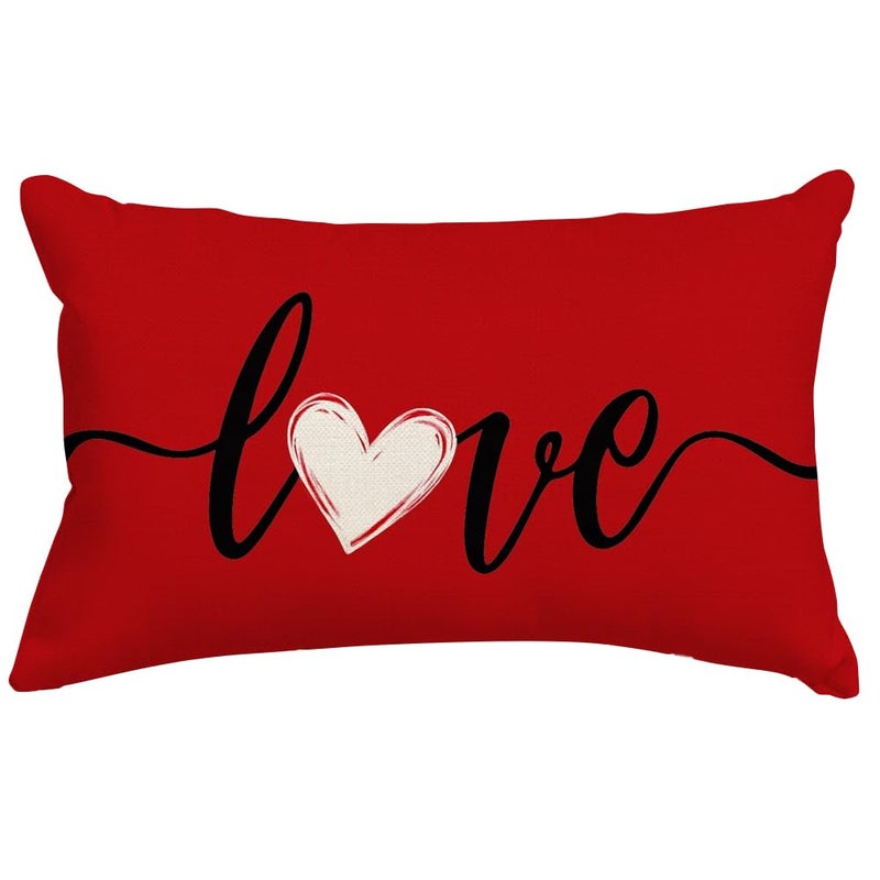 RABUSOFA Red Love Heart Saying Valentine's Day Throw Pillow Cover,12x20 Inch Single Quotes Holiday Anniversary Wedding Lumbar Cushion Case Decoration for Sofa Couch Set of 1 - Image 1