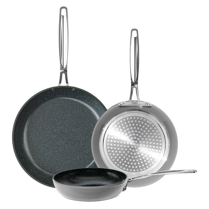 3PIECE 8 10 12 FORGED LIGHTWEIGHT FRYING PAN SET G10 HEALTHY DURALON BLUE CERAMIC ULTRA NONSTICK ERGONOMIC STAYCOOL HANDLES INDUCTIONREADY WORKS ON ALL COOKTOPS