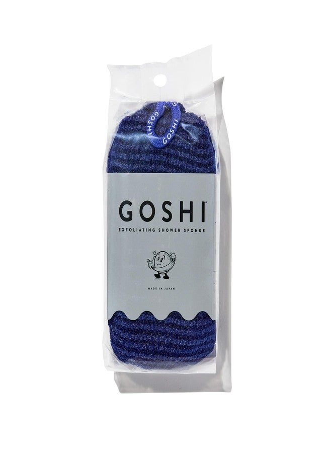 GOSHI Exfoliating Shower Sponge - Rip-Resistant, Rapid-Drying Exfoliating Bath Sponge for All Skin Types - Indigo Blue - Made in Japan - Image 1