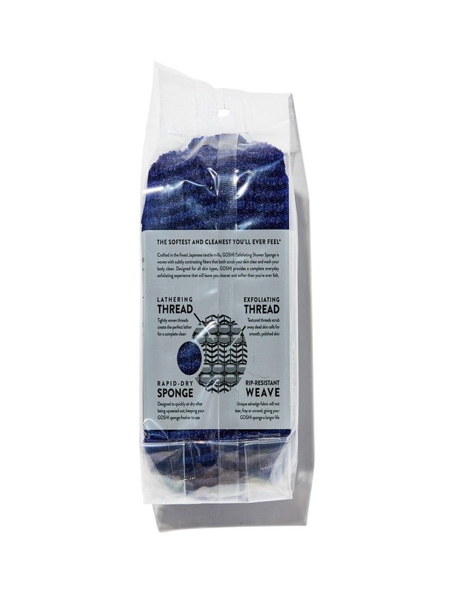GOSHI Exfoliating Shower Sponge - Rip-Resistant, Rapid-Drying Exfoliating Bath Sponge for All Skin Types - Indigo Blue - Made in Japan - Image 2