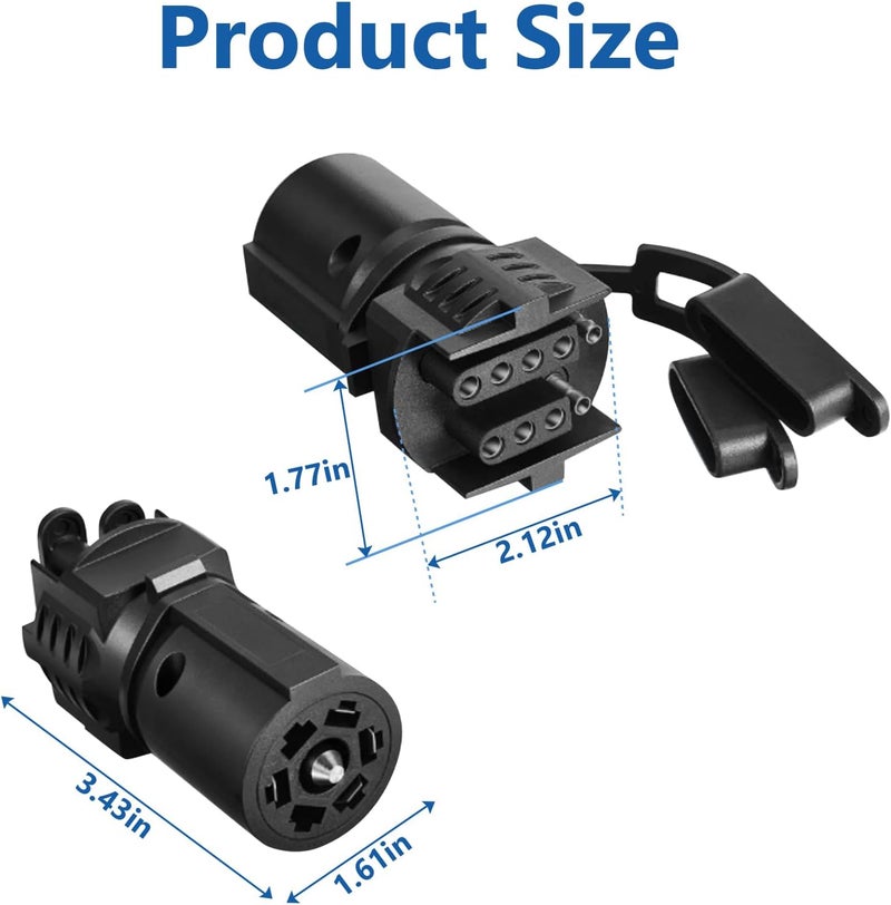 BFXM Trailer Plug Adapter 7 Way Round to 4 and 5 Flat Blade Trailer Connector Plug,7 to 5 Pin and 4 Pin Trailer Plug Adaptor 2-in-1 Design(1 Pcs) - Image 4