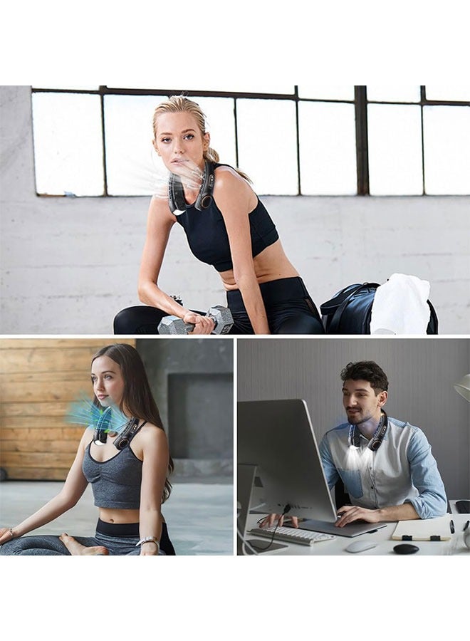 WINEENEE Neck Air Conditioner, Portable Neck Fan with borneol Cooling Airflow Bladeless USB Neck Fans Portable Recharge with 5 Speeds, LED Display, Personal Fan for Outdoor Travel Indoor（Black） - Image 4