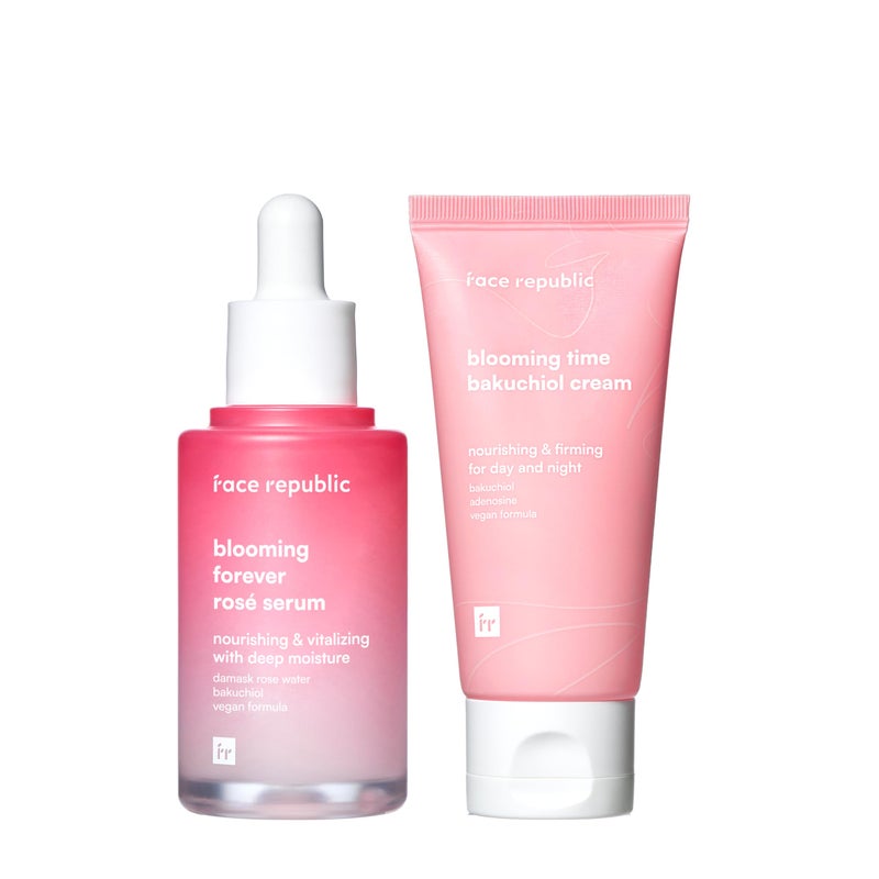 Face Republic Bakuchiol Duo - Blooming Forever RosÃ© Serum & Blooming Time Bakuchiol Cream - Image 1